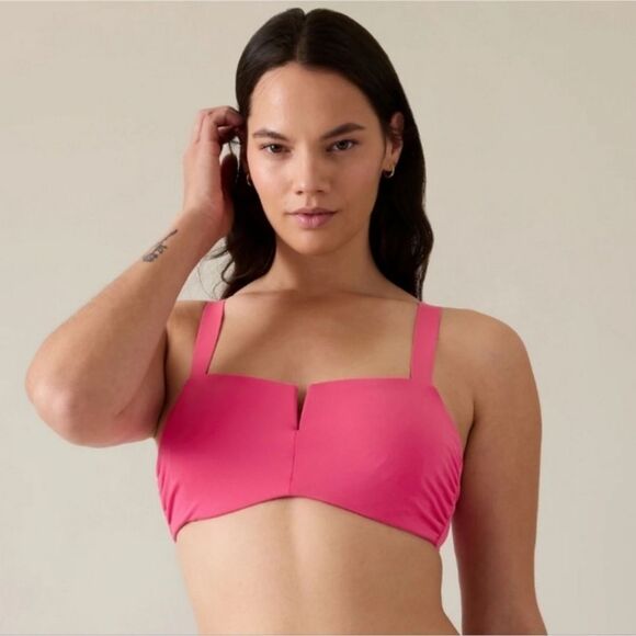 Athleta Square Neck  Swimwear Bikini Top Pink NWOT - Picture 1 of 11